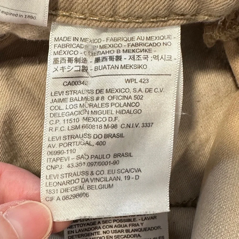 Levi's 510 Skinny Jeans‎ Mens 38x30 (29) Khaki Tan Stretch Denim Tapered Leg